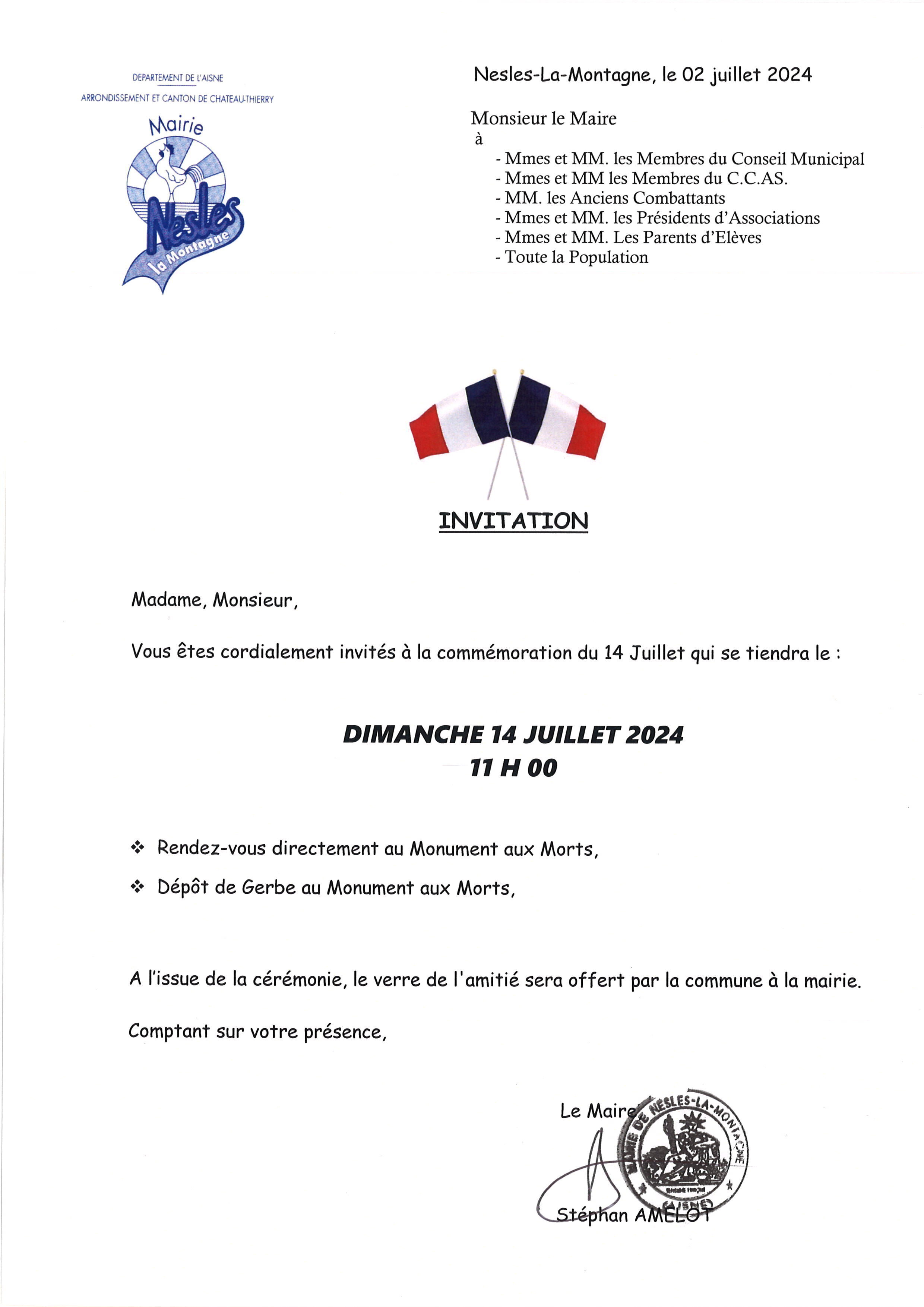 INVITATION - 14 JUILLET 2024